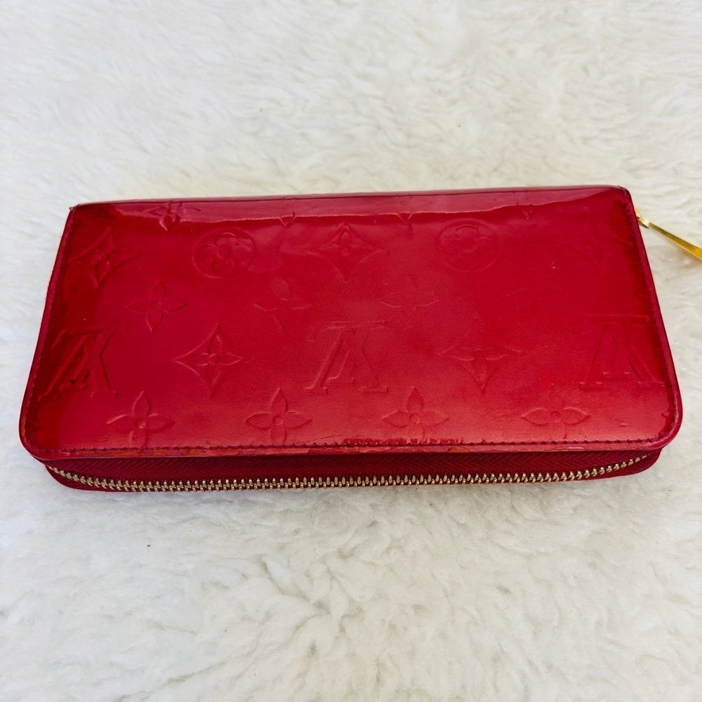 Louis Vuitton Cherry Red Vernis Zip Around Long Wallet